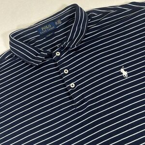 Polo Ralph Lauren Shirt Men's XXL Blue White Striped Short Sleeve Polo Golf